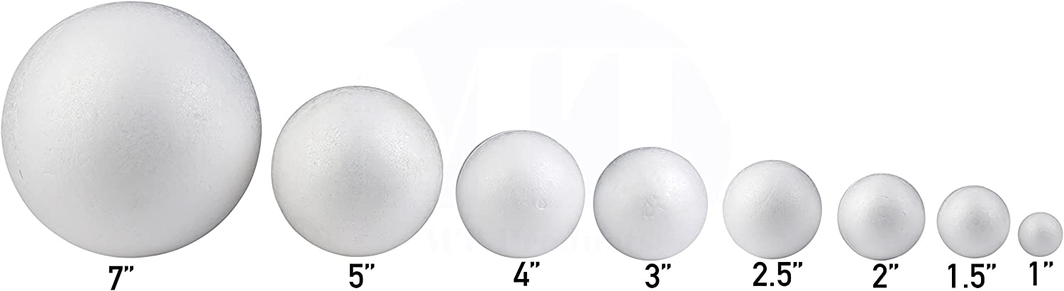 MT Products 7 inch Round White Polystyrene Foam Balls for Crafts - Pack of 2