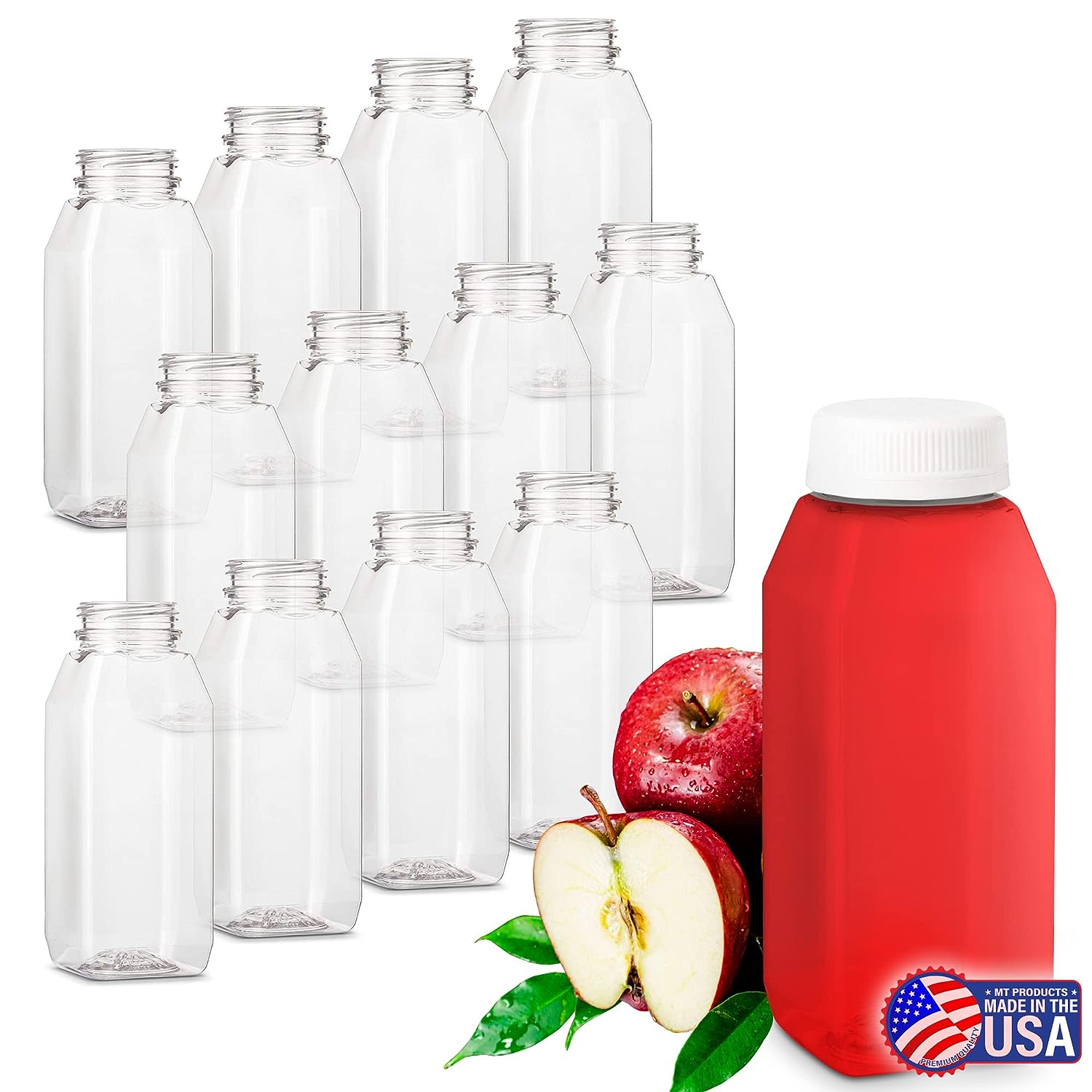 12oz Reusable Clear Plastic Juice Bottles with Caps, 12 Pack, by Stock Your  Home