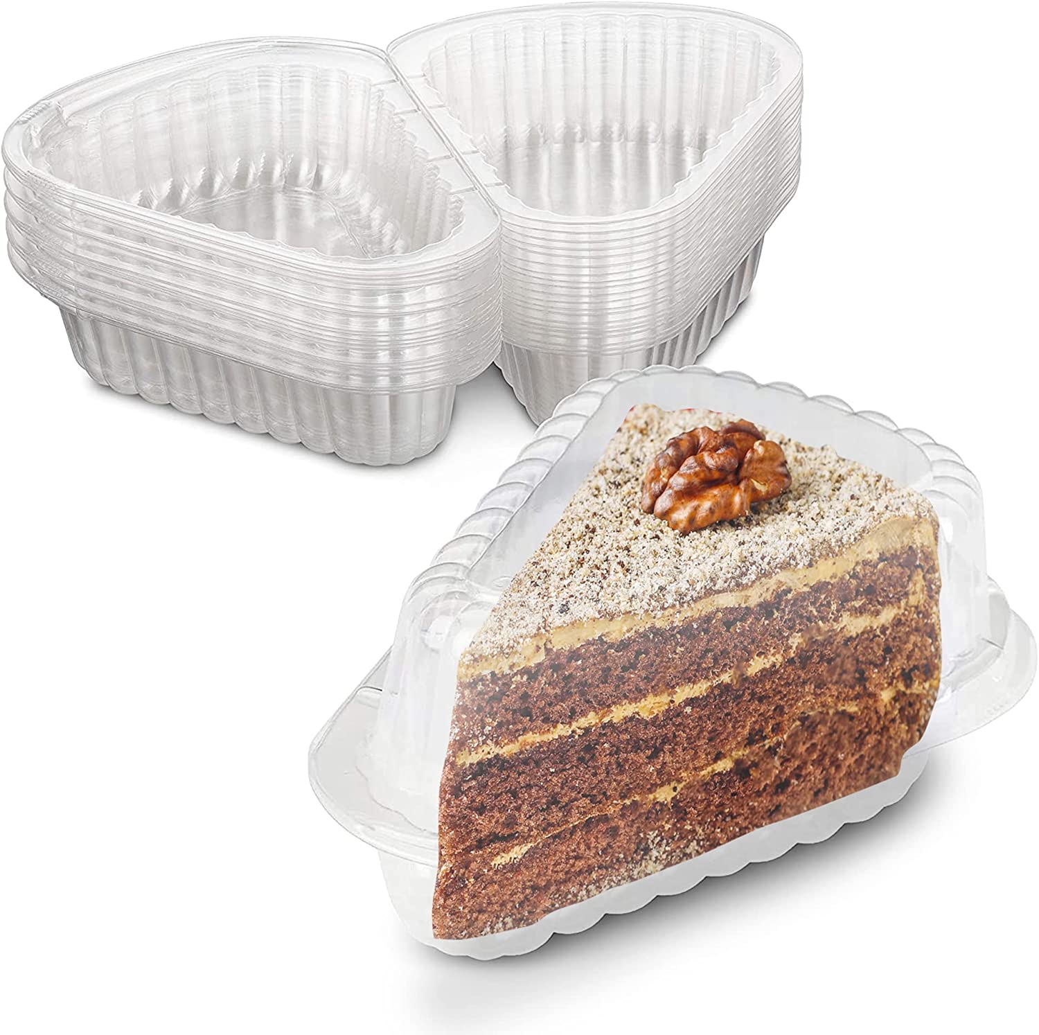 MT Products Cake Slice Container ‎5 x 5 x 2.75 - Square Plastic  Containers To Go - Pack of 40 Clear Hinged Containers - Medium Deep  Individual Cake