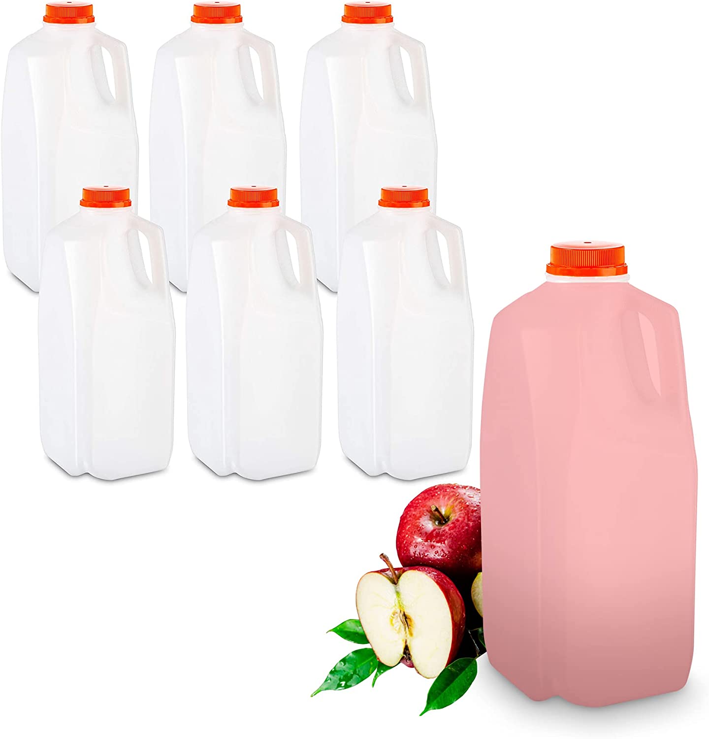 [108 Pack] 64 OZ Empty Plastic Juice Bottles with Tamper Evident Caps -  Half Gallon, Smoothie Bottles Ideal for Juices, Milk, Smoothies, Picnic's 