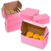 MT Products Pink Cookie Boxes, measuring 8" x 5" x 3.5", with no-window and lock corner design. Made from clay-coated paperboard, these bakery boxes come in a pack of 15, and 25 are perfect for packaging cookies, pastries, and other baked goods. Made in the USA, they offer a sturdy and elegant packaging solution