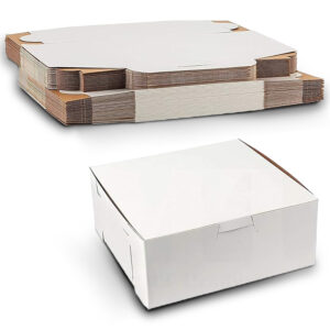 MT Products White Pastry Boxes - 6” x 6” x 3” No-Window Bakery Boxes with Lock Corner, Ideal for Pastries, Cookies, and Baked Goods,- Made in the USA