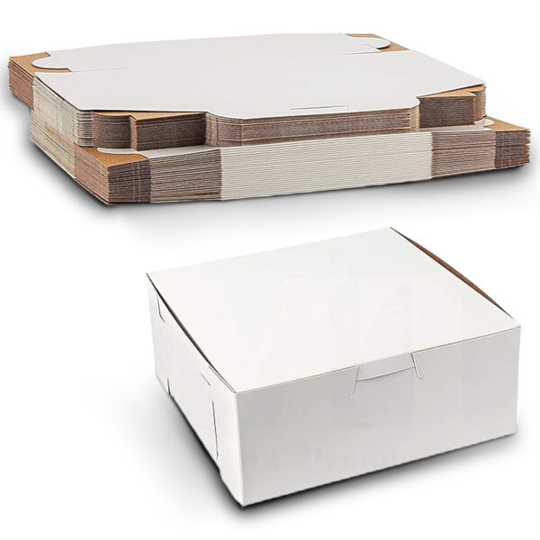 MT Products White Pastry Boxes - 6” x 6” x 3” No-Window Bakery Boxes with Lock Corner, Ideal for Pastries, Cookies, and Baked Goods,- Made in the USA