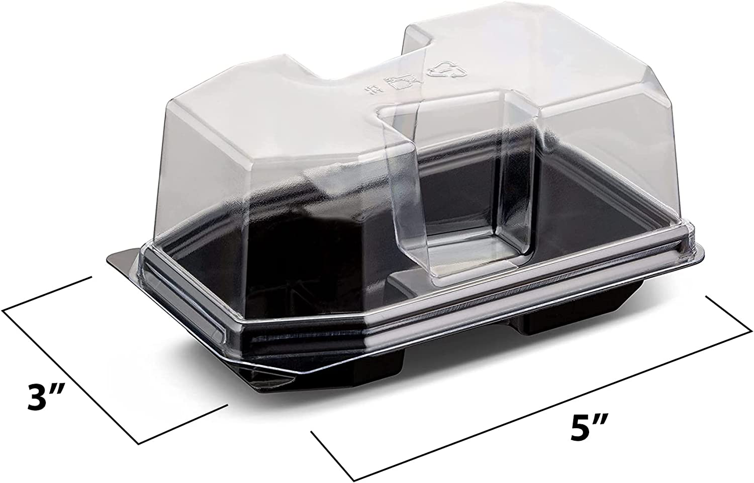 MT Products Medium Shallow Hinged Plastic Cake Slice Container