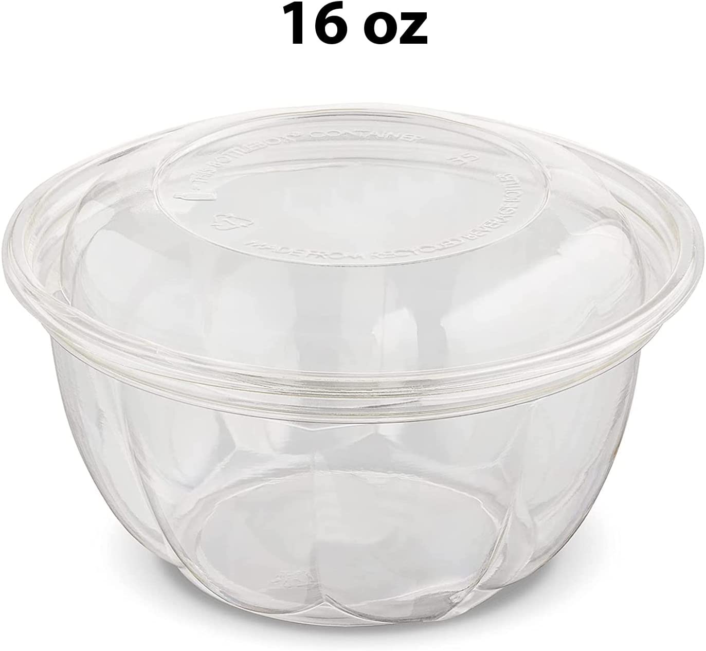 MT Products 16 oz Clear Pet Plastic Salad Container with Lid - Pack of 30
