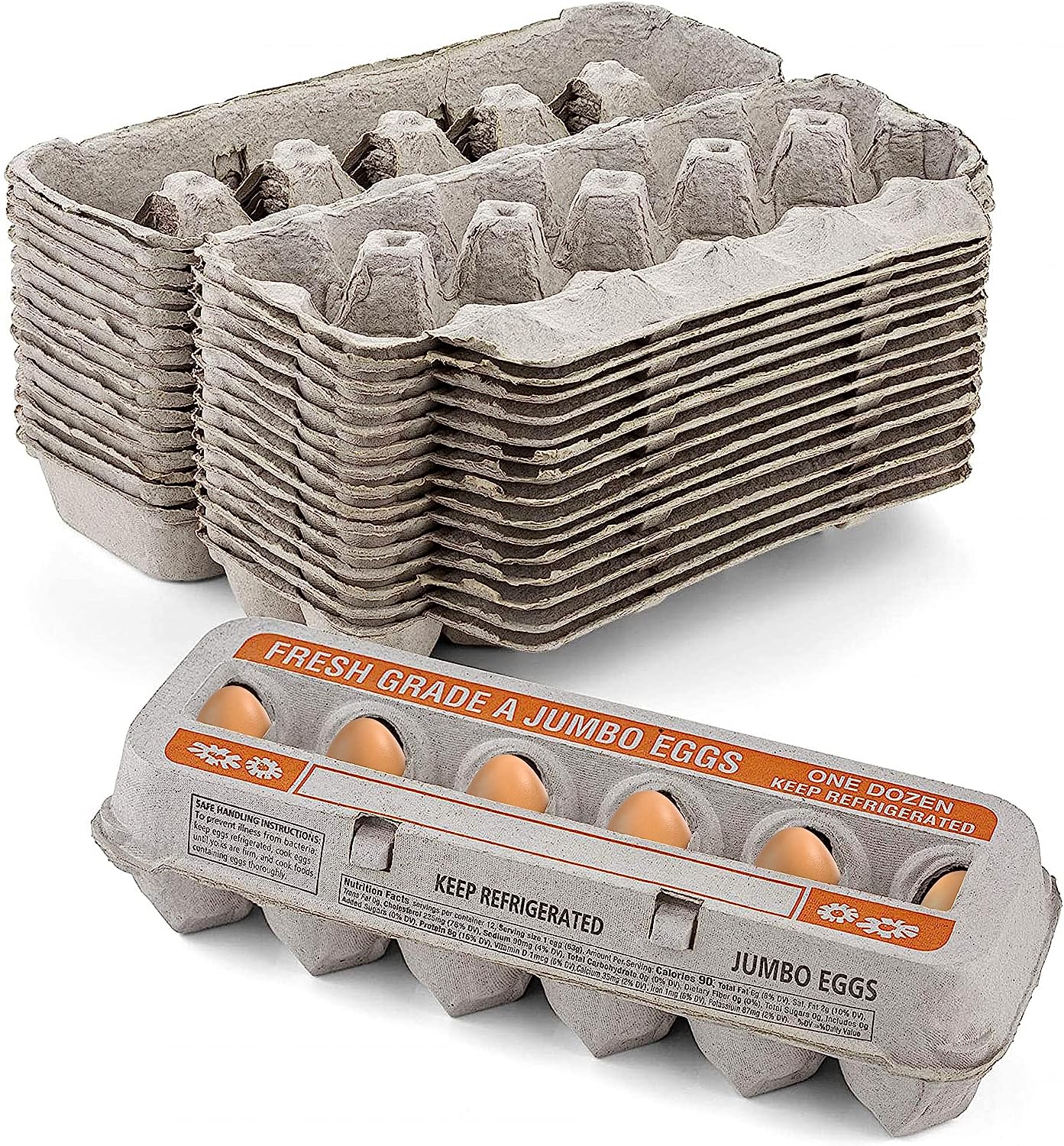 MT Products Natural Pulp Egg Cartons 1 Dozen Egg Crate For Chicken 