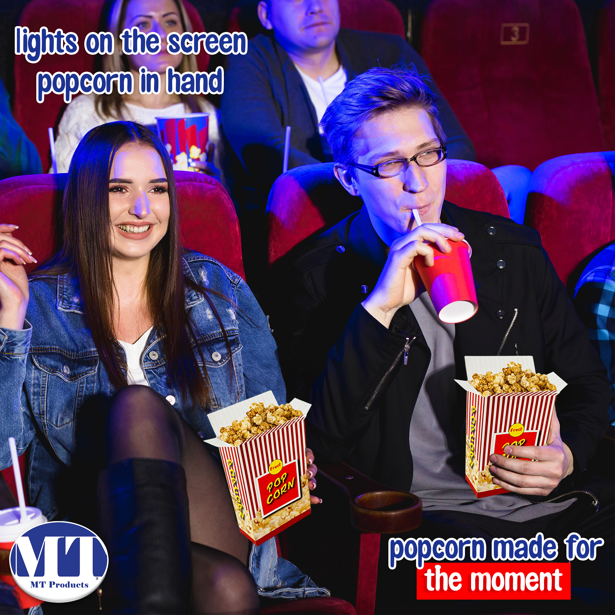 MT Product Popcorn Boxes - Colorful and Vibrant Popcorn bucket