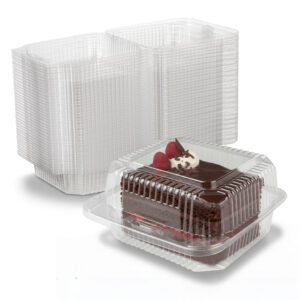 MT Products Clear Plastic Square Hinged Food Container 5.25” x 5.6” x 3.2” To-Go Containers - Pack of 40. Featuring a clear, sturdy plastic design with a secure hinged lid, these containers are perfect for storing and transporting a variety of food items. Ideal for takeout and meal prep
