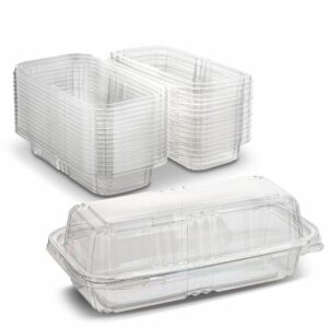  MT Products Disposable Sturdy Plastic Hinged Loaf Containers -  Durable Medium Hoagie or Sandwich Container – Inside Dimensions of 8 in x 4  in x 3.85 in (Pack of 20) Made