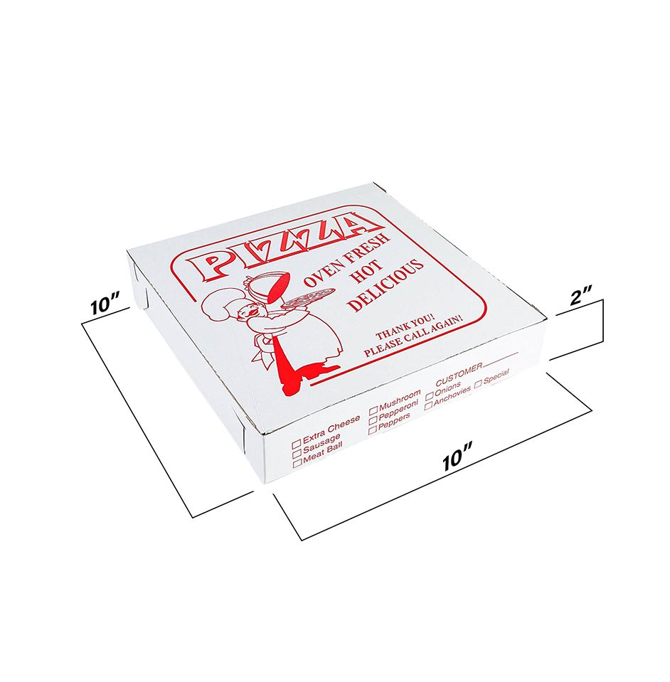 MT Products 10 x 10 x 1.5 White Clay Coated Pizza Box - Pack of 20