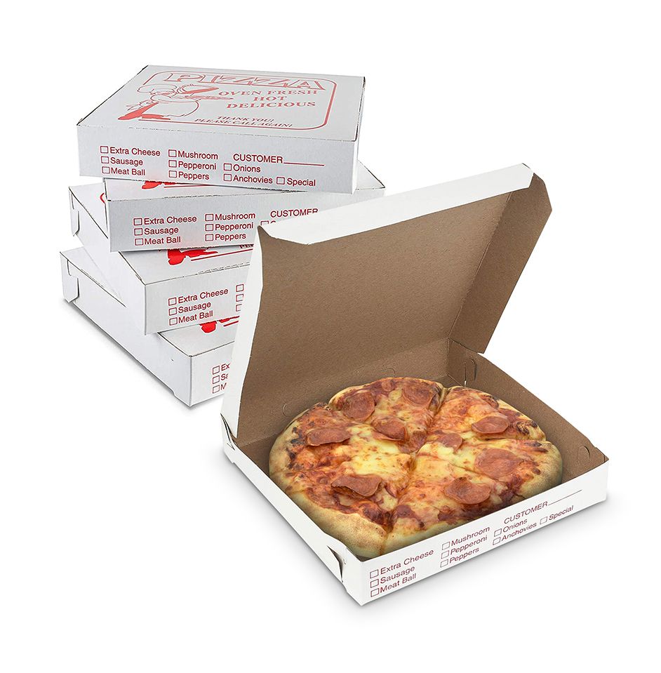 MT Products 10 x 10 x 1.5 White Clay Coated Pizza Box - Pack of 20