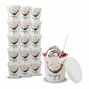 Choice 1 Pint White Paper Double-Wall Frozen Yogurt / Food Cup with Paper  Lid - 25/Pack
