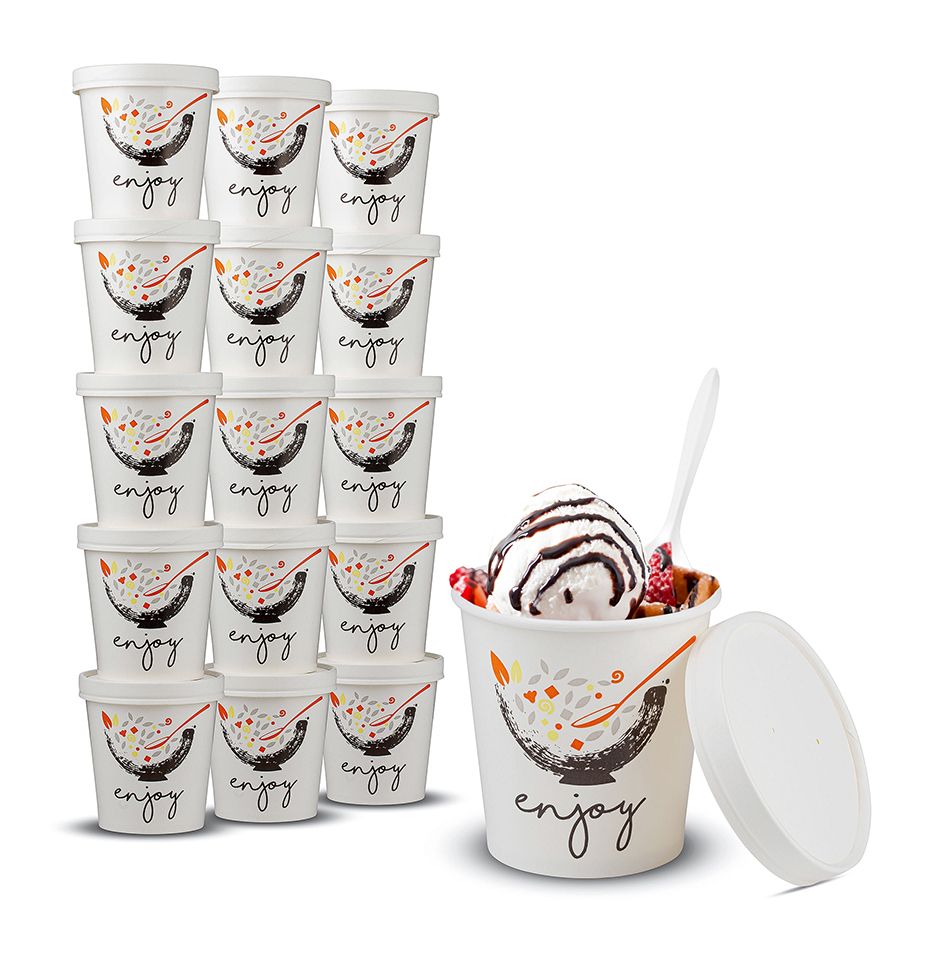 Comfy Package 8 oz. Paper Food Containers With Vented Lids, To Go Hot Soup  Bowls, Disposable Ice Cream Cups, White - 25 Sets