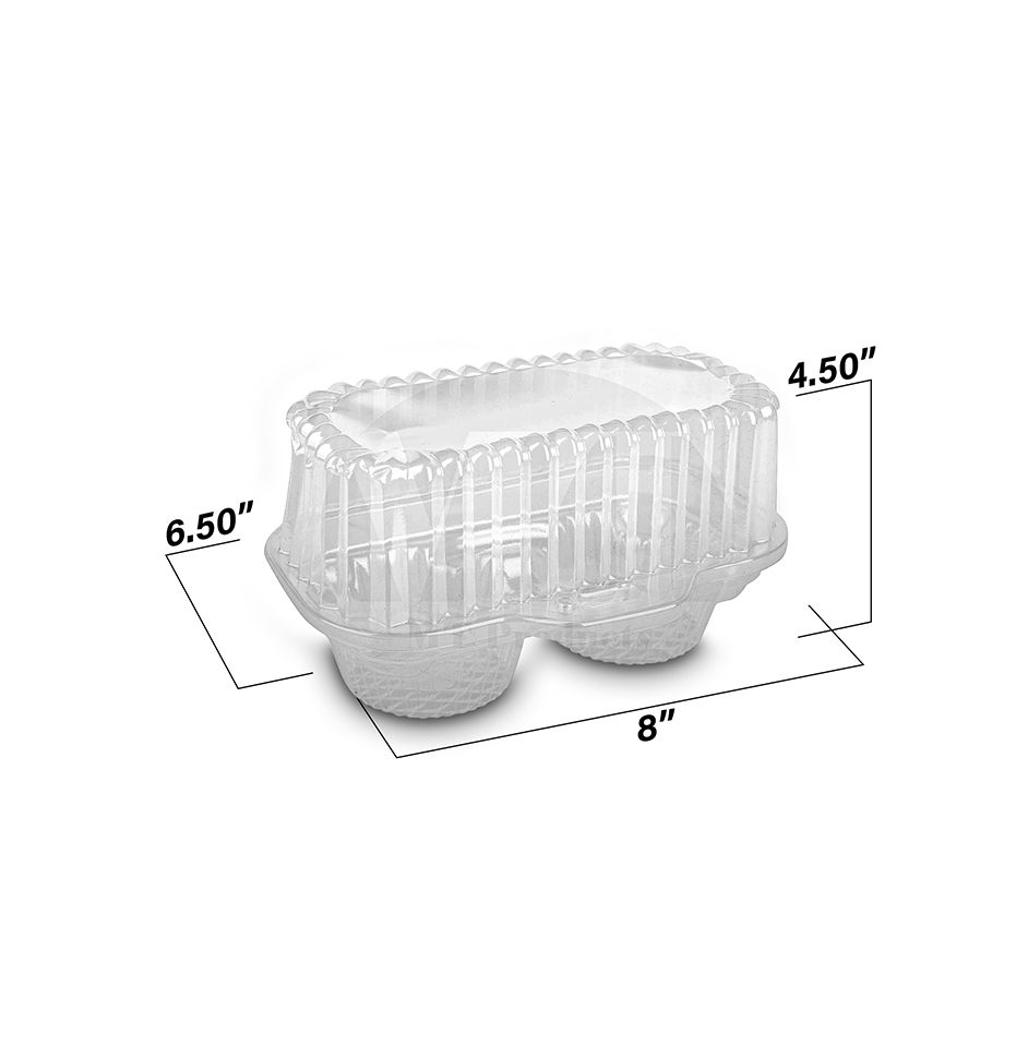 MT Products 4 Compartment Clear Plastic Cupcake Containers - Pack