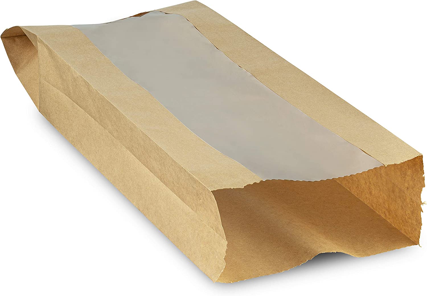 MT Products Brown Breathable Paper Bread Bag with Clear Window 6.5