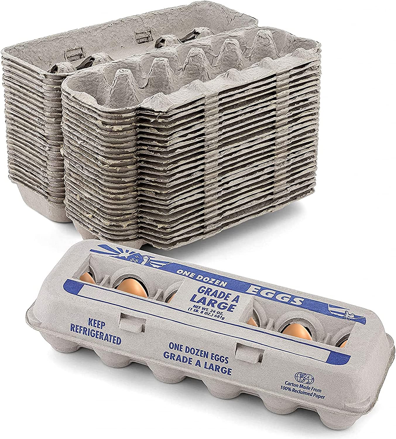 MT Products Printed Natural Pulp Large Egg Cartons (Holds 1 Dozen eggs) - 15