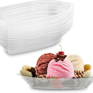 MT Products Clear Plastic Disposable Banana Split Boats - Pack of 60, 8 oz Ice Cream Sundae Bowls - Made in the USA. Featuring a clear, durable plastic design, these disposable bowls are perfect for serving banana splits and ice cream sundaes. Ideal for parties, events, and dessert shops