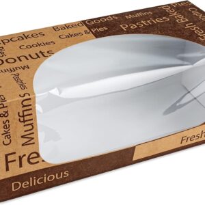 MT Products Brown Print Bakery Boxes - 9” x 4” x 3.5” Pastry Boxes for Cakes, Cookies, and Baked Goods - Pack of 15