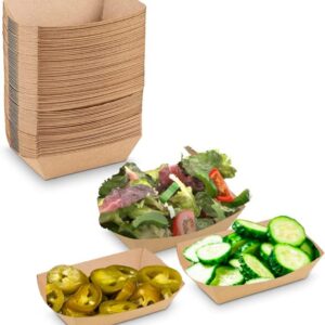 MT Products Brown Paper Food Trays 6 oz - Disposable Nacho and Snack Trays for Parties, Concessions, and Events - Pack of 1000