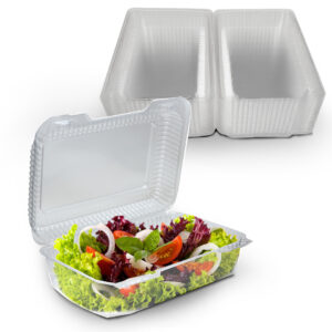 MT Products Clear Deep OPS Clamshell Take Out Containers 9 x 6.75 x 3 – Disposable Plastic Dessert and Food Containers with Secure Lids – Pack of 30 for Bakery, Deli, and Catering Use