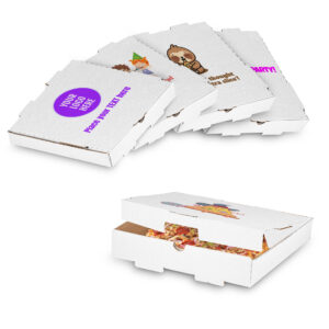 MT Products Custom Printed Pizza Boxes with Logo – 10x10x1.75 Corrugated Cardboard Pizza Packaging for Restaurants, Pizzerias, Parties, and Takeout
