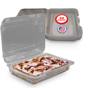 MT Products Clear Deep OPS Clamshell Take Out Containers 10.5 x 8.37 x 2.87 – Disposable Plastic Dessert and Food Containers with Hinged Lids – Pack of 20 for Bakery, Deli, and Catering Use