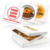 MT Products custom printed extra thin white pizza boxes 16 x 16 x 1.9 inches – personalized lightweight pizza takeout boxes with logo for restaurants, pizzerias, catering, and food delivery – made in the USA
