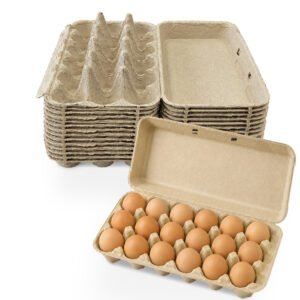 MT Products brown flat top 18 count egg cartons – molded paper pulp egg cartons for chicken eggs, farms, backyard poultry, farmers markets, egg storage, transport, and retail sales – made in the USA