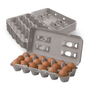 MT Products blank natural pulp egg cartons 18 count – durable molded paper egg holders for chicken farms, backyard poultry, farmers markets, egg storage, transport, and retail sales